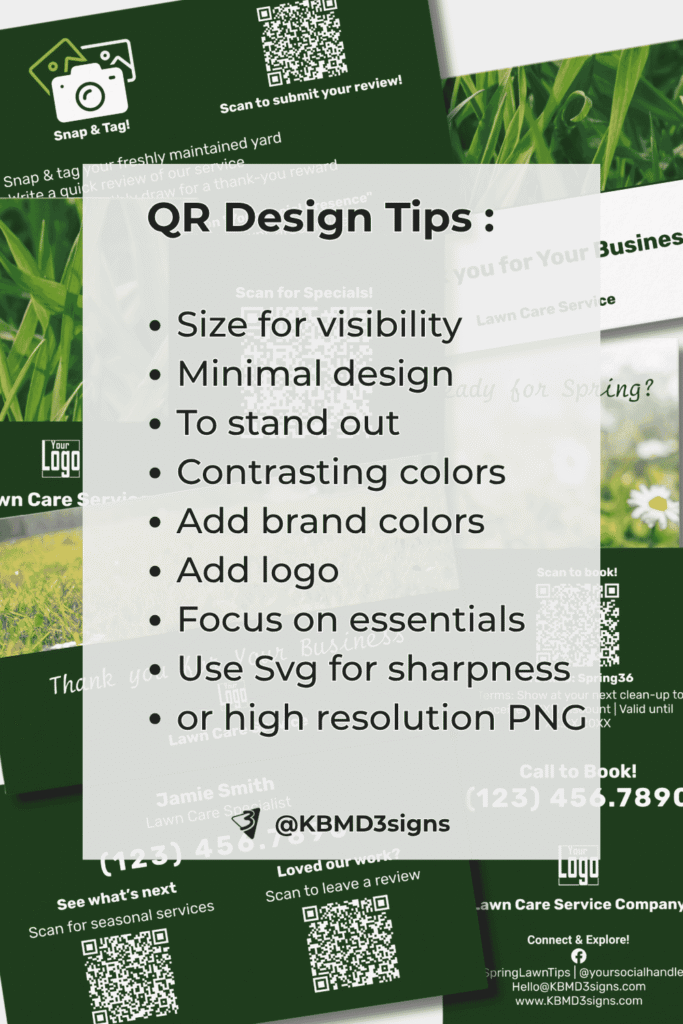 Examples of beautifully designed QR business cards highlighting placement and contrast