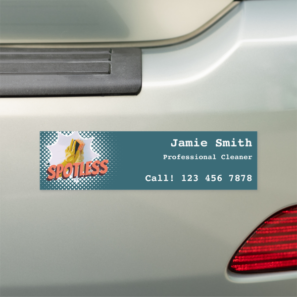House Cleaning Service Car Magnet with Slogan: Spotless, and CTA to Call