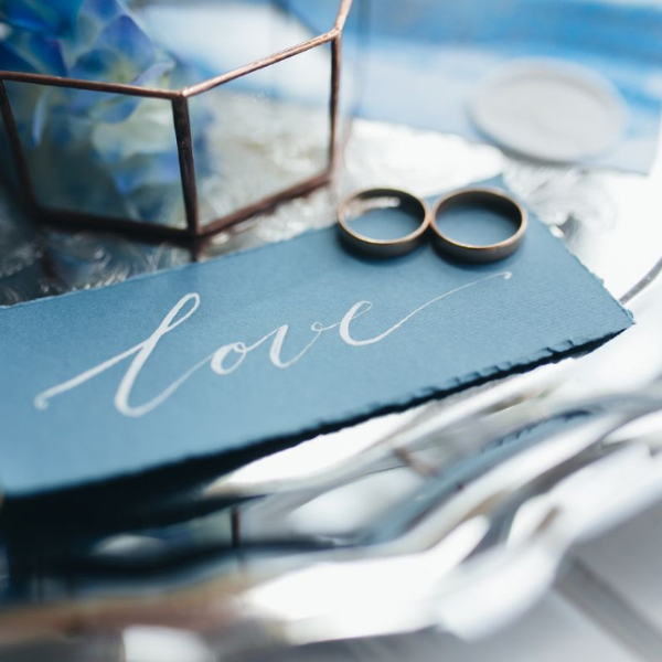 shades of blue wedding theme - declaration of love