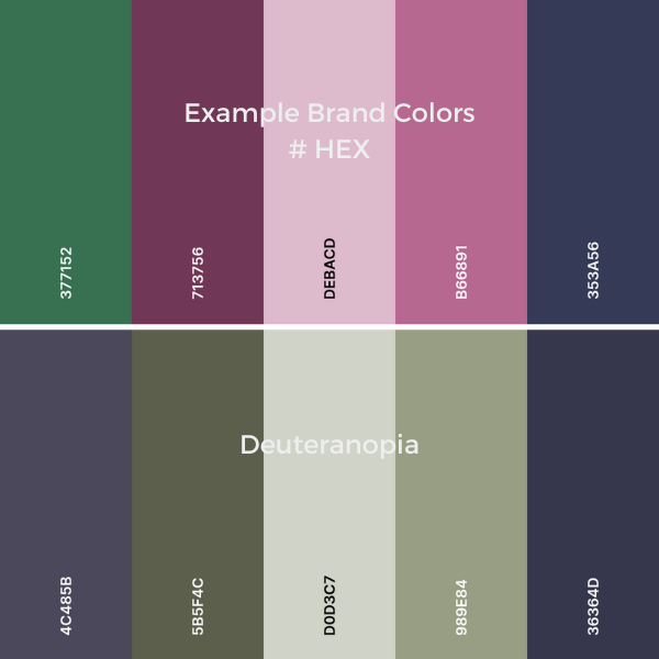 Hex Colors Change with Deuteranopia Vision