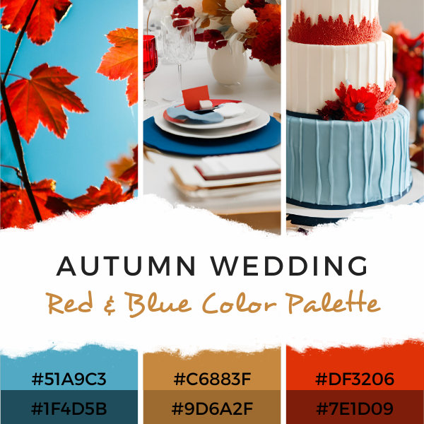 Red and Blue Color Palette - Autumn Wedding