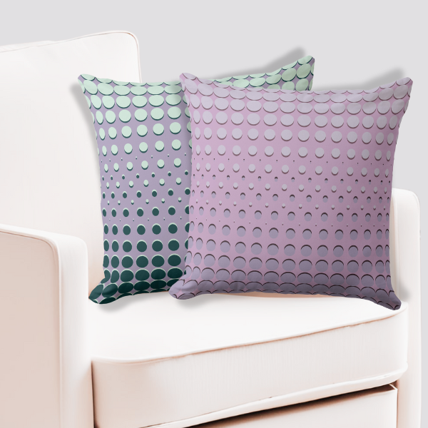 Purple Throw Pillows with Halftone Pattern