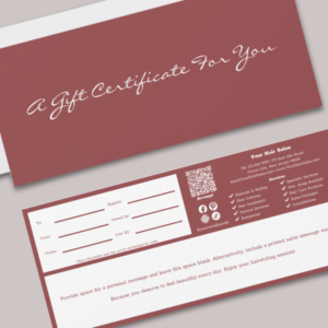 Minimalist Horizontal Rack Card Sized Gift Certificate