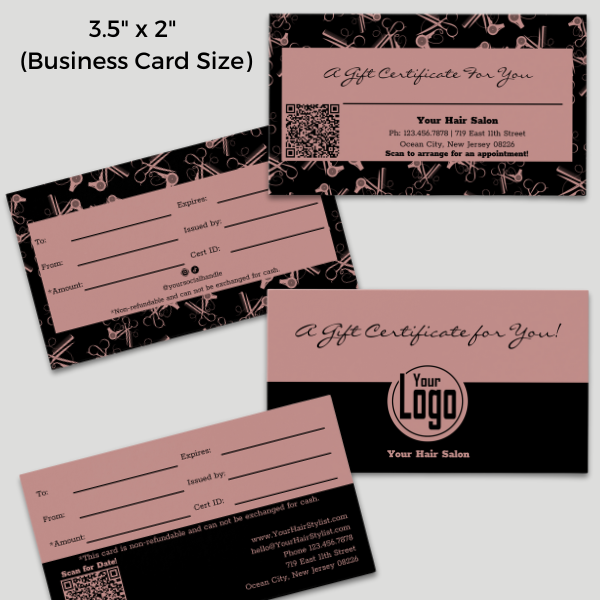 3.5"x2" Business card Gift Certificate