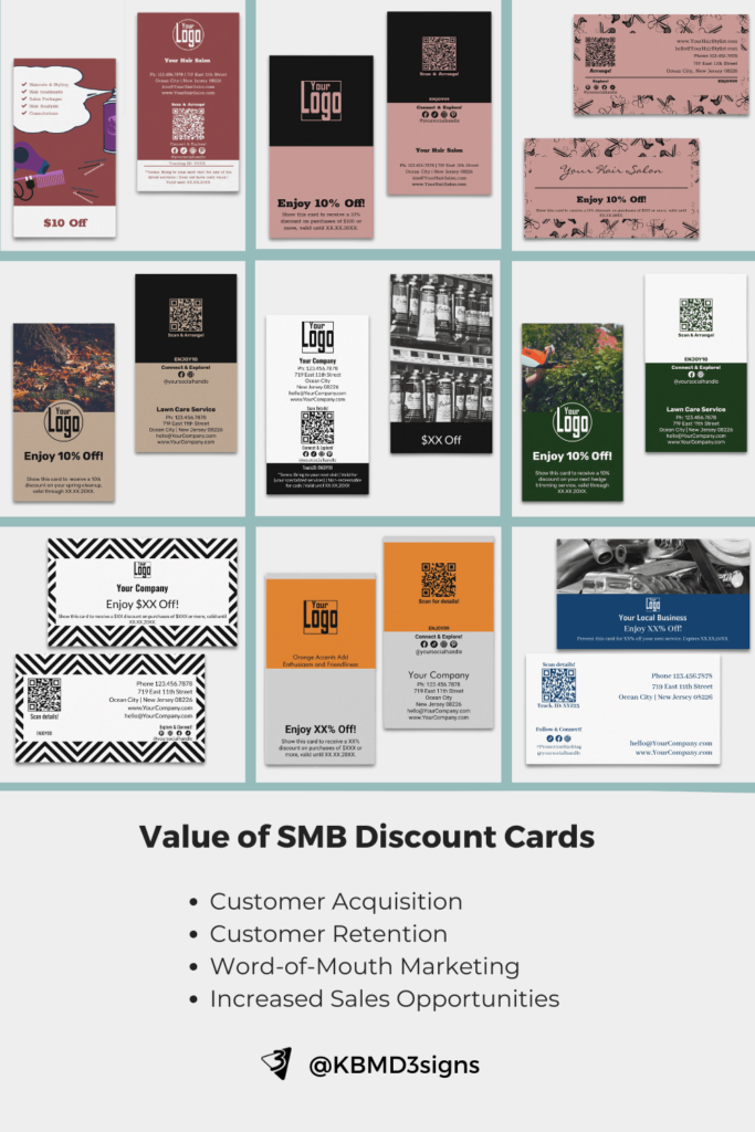 9x Small business discount cards 