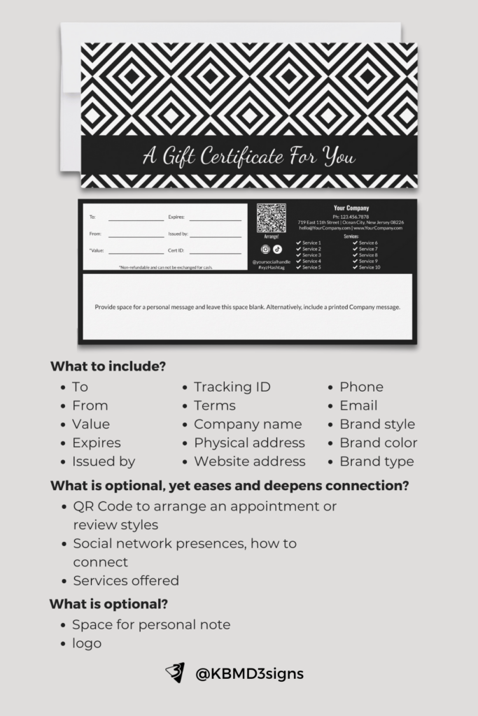 A gift certificate for you! -What to include -What is optional, yet eases and deepens connection - What is optional