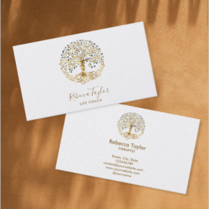 life coach tree of life therapist yoga healer business card