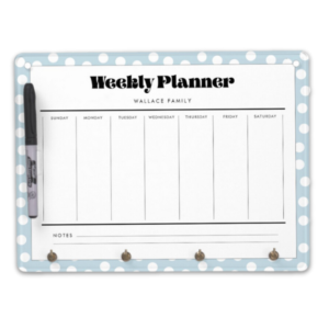 Retro Polka Dot Weekly Planner Dry Erase Board With Keychain Holder