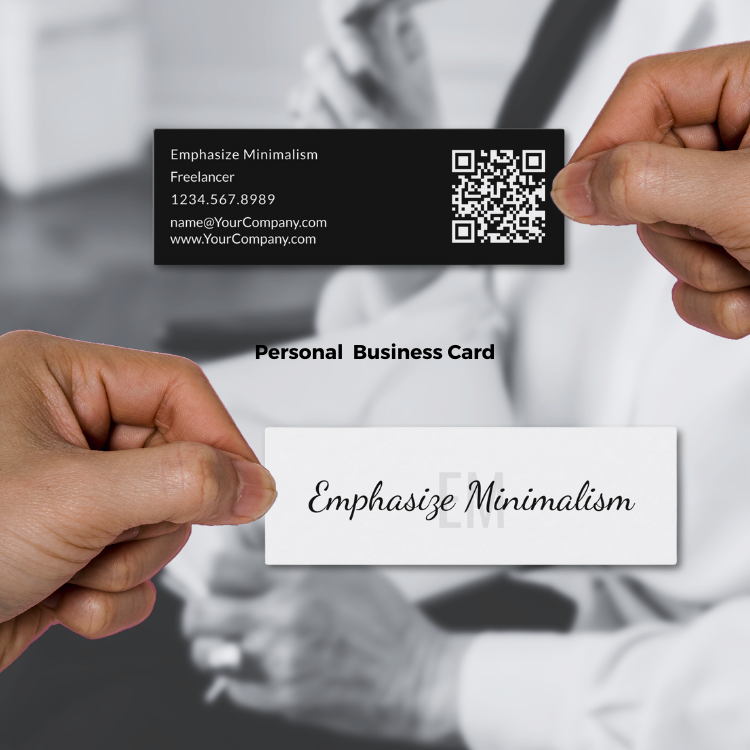 Elegant Minimalist Mini Personal Business Card with QR code