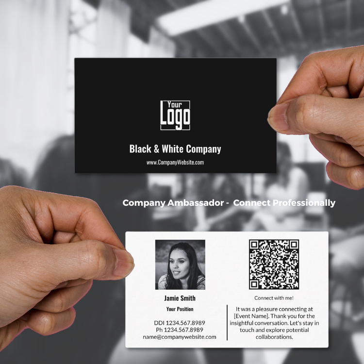 Modern Company Employee Business Card in Black and White