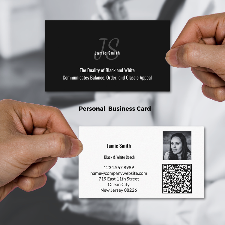 Personal Business Card with Photo in Black and White