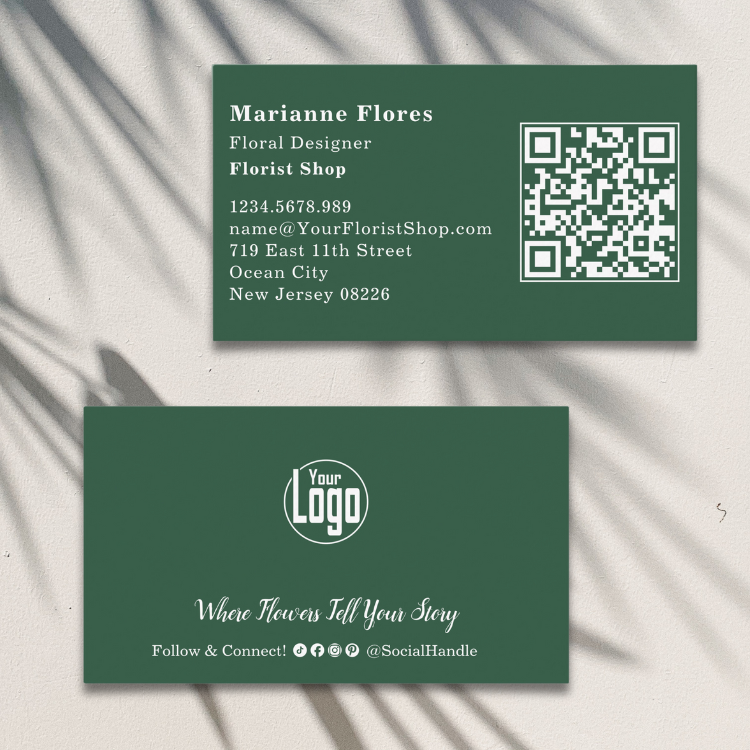 Green Florist, Scannable Professional Business Card