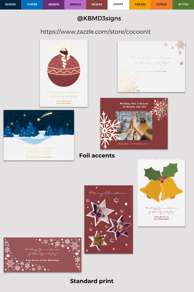 Christmas Colors, Why staying on brand matters, on example hairstylist holiday cards