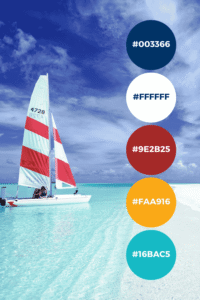 Beach, boat summer color palette for blue and white brand color palette