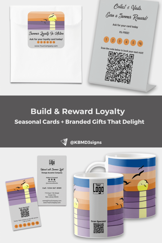 Encourage repeat visits with a seasonal loyalty card, and sweeten the deal with a branded thank-you gift. A small gesture can build lasting customer loyalty.