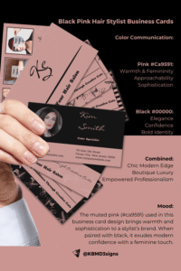 Muted pink paired with black as brand color example