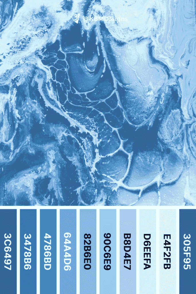 Stormy Sea Nature Inspired Blue and White Color Collage with #Hex codes