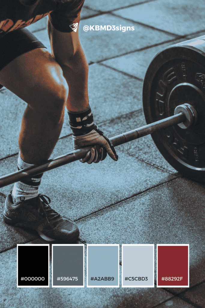 Strength Palette, Slate (#596475), Deep Red (#88292f), Black (#000000), White (#ffffff)