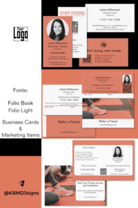 Business Stationery Warm. Supportive. Motivating. Colors: White (#ffffff), Warm Accent (#e07a5f), Black (#000000): Font: Folio Book Light / Bold