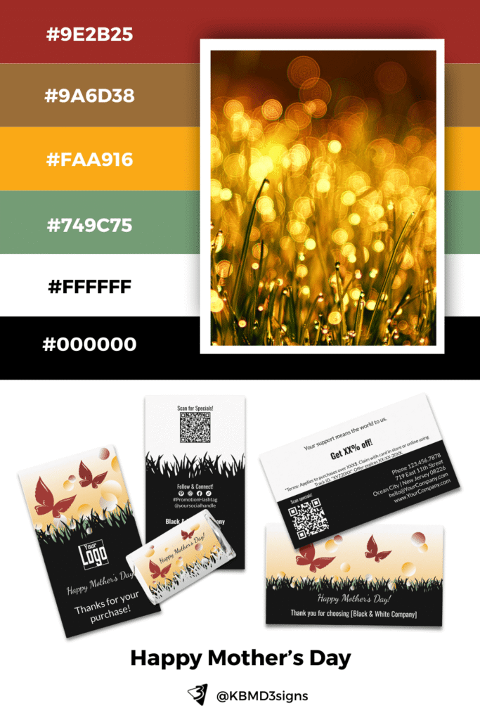 Mother’s Day: Radiant Meadow - Mood Board for Black and White Brand Color with Secondary Colors - Marketing Materials