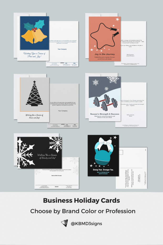 Business Holiday Cards (No Foil): seasonal, brand-color, and profession-specific designs