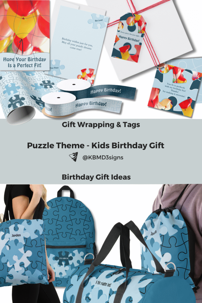 Puzzle Themed Happy Birthday Tags, Wrappings and Birthday Gifts