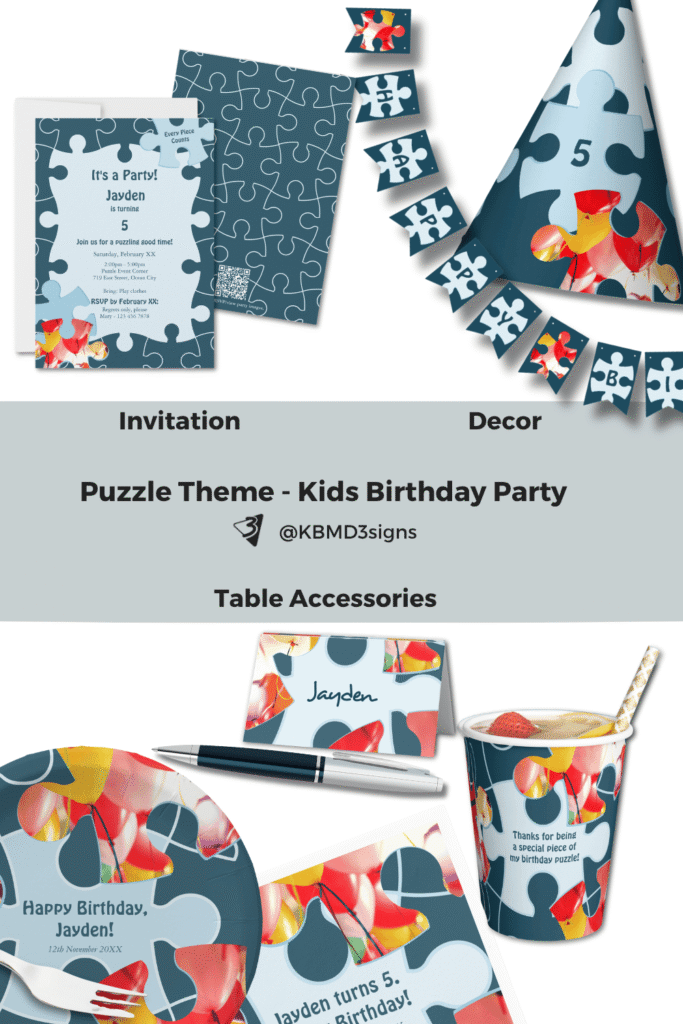 KBM D3signs: Kids Puzzle Birthday Party Invitation, Decor, Favor, Gift Wrapping Ideas