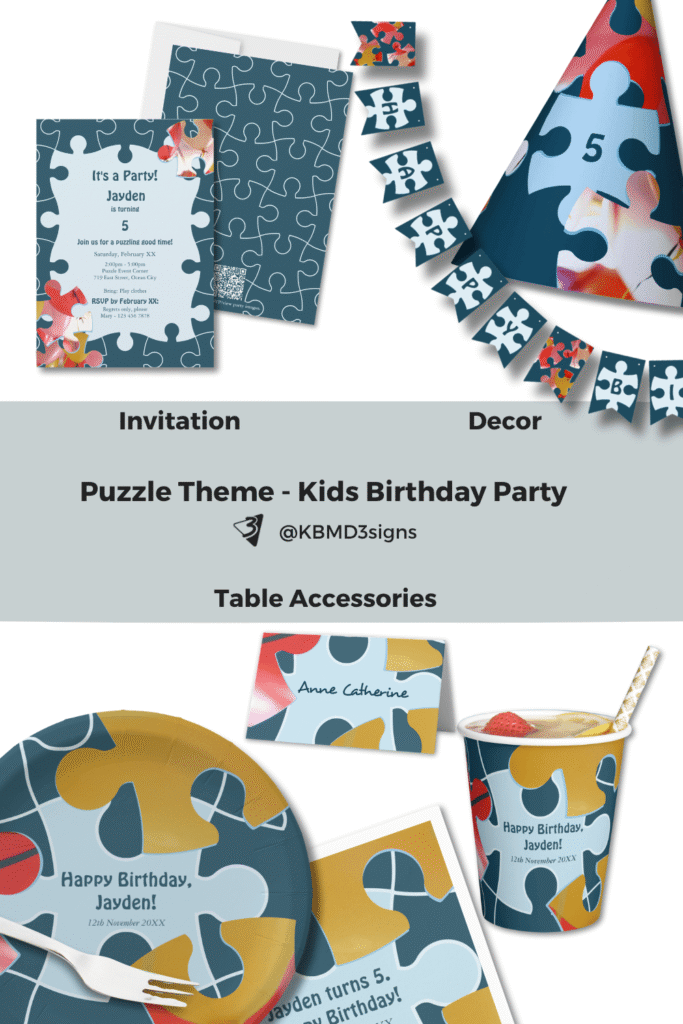 KBM D3signs: Kids Puzzle Birthday Party Invitation, Decor, Favor, Gift Wrapping Ideas