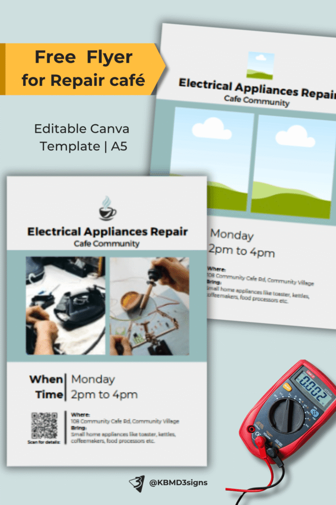 Free Repair Café Flyer Template (Editable Canva A5)