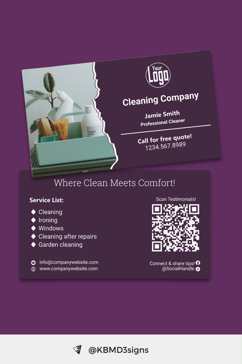 Deep Purple Luxury Home Cleaning Service Business Card
