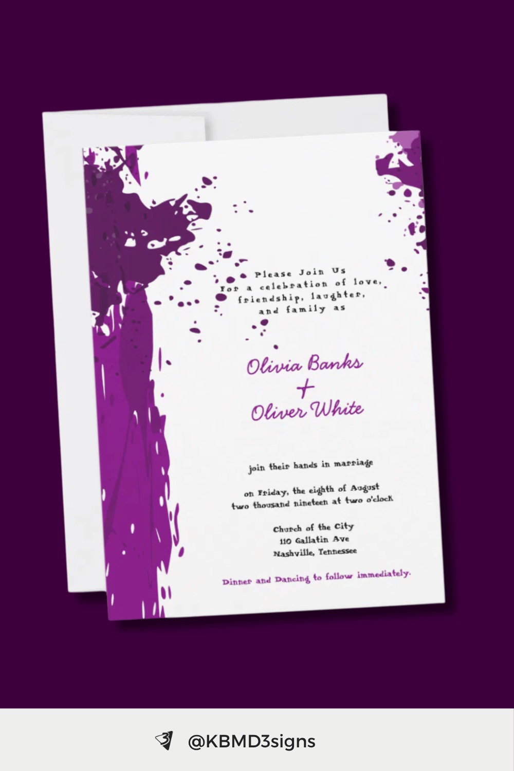 Purple Splatter Wedding Invitation Stationery